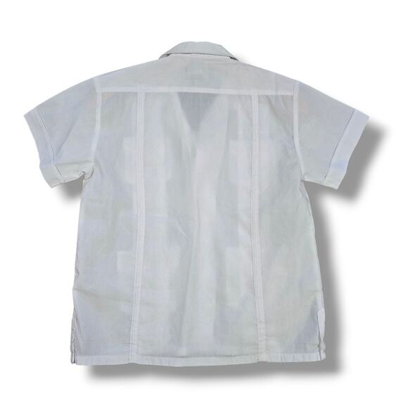 Omega Boys White Short Sleeve Guayabera Button Down Traditional Mexican Style - Picture 4 of 7